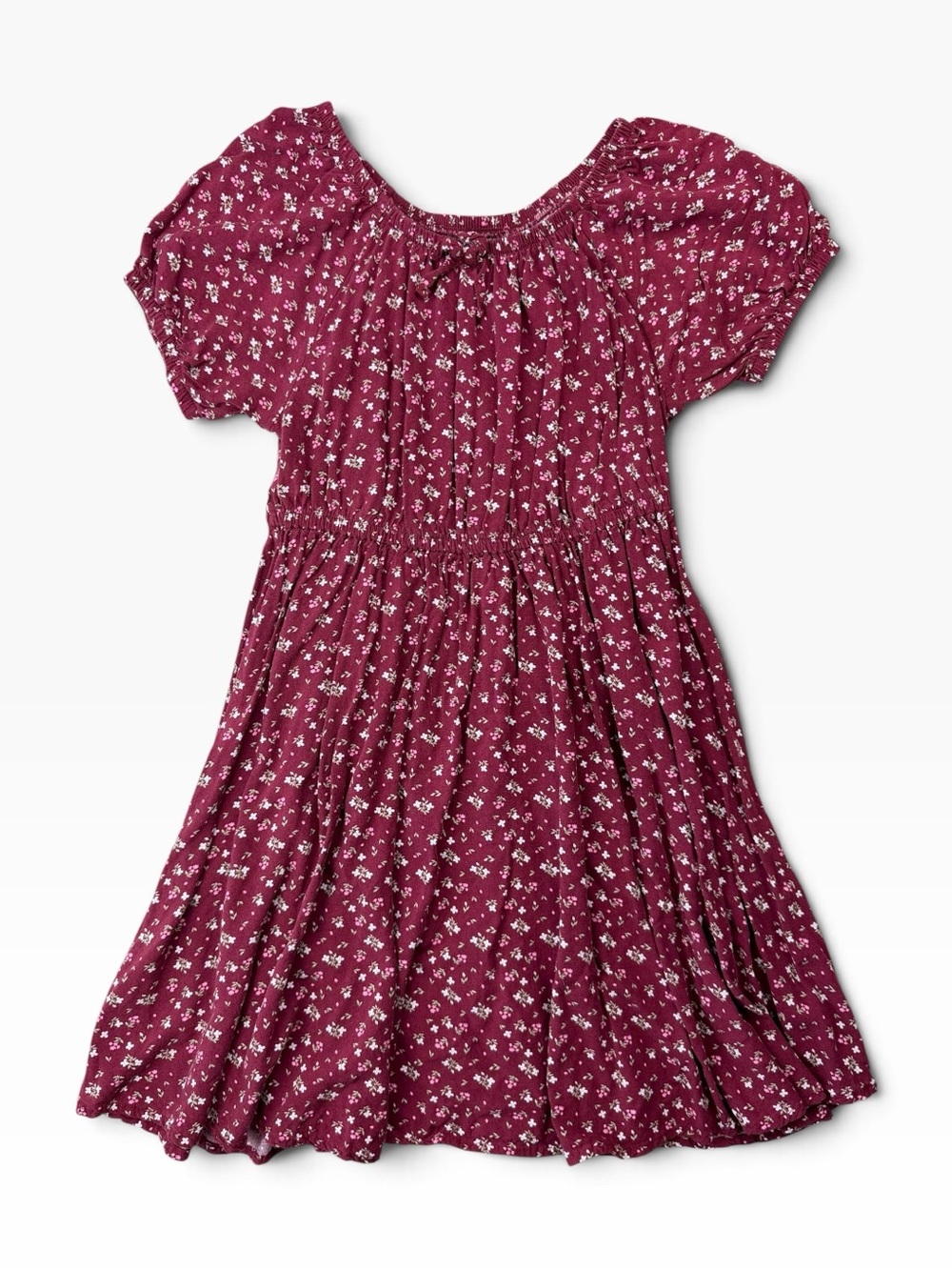 Girls Epic Threads Maroon Floral Peasant Dress